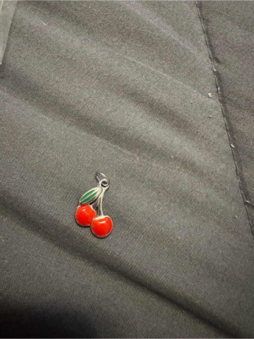 Red Cherry Enamel Pendant Charm for charm bracelets silver
